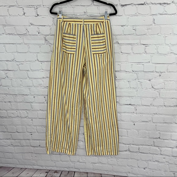 Jil Sander Yellow Striped Wide Leg Pleated Pants - Picture 7 of 10